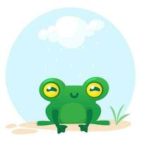 Cute Frog Cartoon Character. Vector illustration isolated