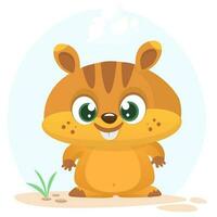 Cartoon marmot. Vector illustration of groundhog or chipmunk isolated