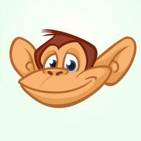 Happy cartoon monkey head. Vector illustration of chimpanzee