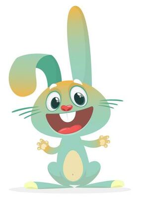 Cute Easter rabbit cartoon. Vector illustration of funny bunny
