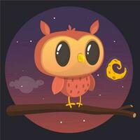 Funny cartoon owl. Vector illustration