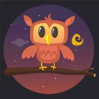 Funny cartoon owl. Vector illustration