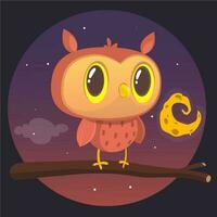 Funny cartoon owl. Vector illustration