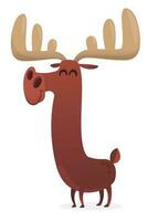 Funny cartoon moose character. Vector moose illustration isolated.