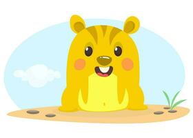 Happy cartoon hamster or chipmunk. Vector illustration isolated