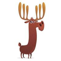 Funny cartoon moose character. Vector moose illustration isolated.