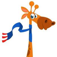 Cartoon funny giraffe. Vector illustration of african savanna giraffe