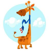 Cartoon funny giraffe. Vector illustration of african savanna giraffe