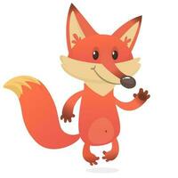 Cartoon funny red fox. Vector illustration