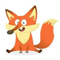 Cartoon funny red fox. Vector illustration