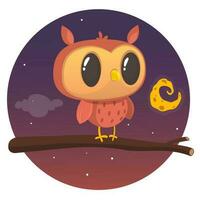 Funny cartoon owl. Vector illustration