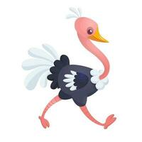 Cute cartoon ostrich. Vector character illustration