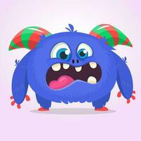 Happy cute cartoon monster. Vector illustration