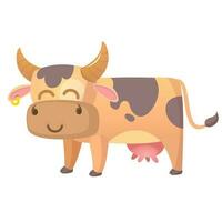 Vector illustration of cartoon cow smiling. Farm animal isolated on simple background