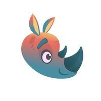 Cartoon colorful rhino head vector