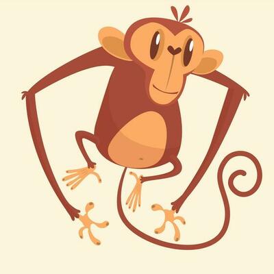 Cute cartoon monkey chimpanzee character
