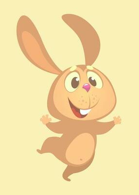 Cartoon cute bunny rabbit dancing excited