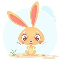 Cute cartoon rabbit. Farm animals. Vector illustration of a smiling bunny