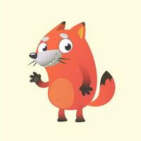 Cute funny fox waving hand and get excited vector
