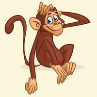 Cute monkey cartoon icon. Vector illustration of chimpanzee outlined