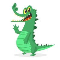 Cute cartoon crocodile. Vector illustration of a green crocodile