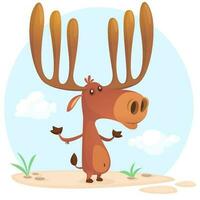 Cute cartoon moose character vector