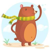 Happy cartoon brown bear vector