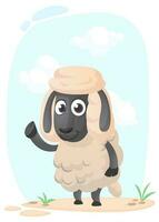 Funny cartoon sheep. Vector illustration of pretty sheep