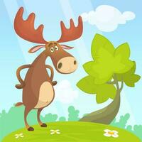 Cool cartoon moose. Vector illustration