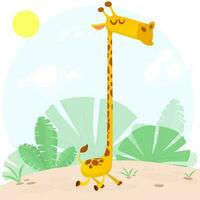 Cute giraffe cartoon illustration. Vector