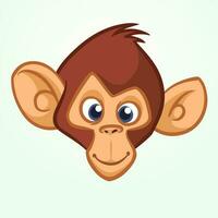 Happy cartoon monkey head. Vector illustration of chimpanzee