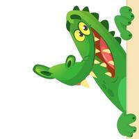 Cute cartoon crocodile. Vector illustration of a green crocodile