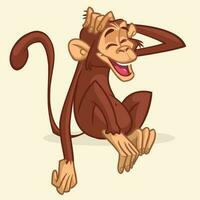 Cute monkey cartoon icon. Vector illustration of chimpanzee outlined