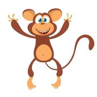 Funny cartoon monkey chimpanzee. Isolated on white background. Vector illustration