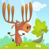 Cute cartoon moose character vector