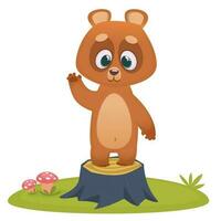 Funny cartoon bear vector illustration