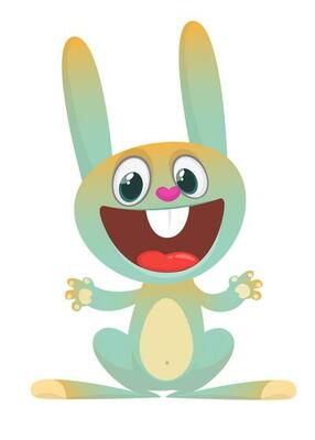 Cute Easter rabbit cartoon. Vector illustration of funny bunny