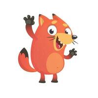 Cute funny fox waving hand and get excited vector