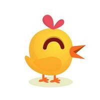 Cute cartoon yellow chicken vector