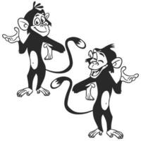 Set of cartoon monkey expression. Vector illustration outlined