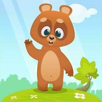 Funny cartoon bear vector illustration