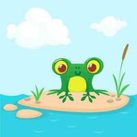 Funny Frog Cartoon. Vector illustration