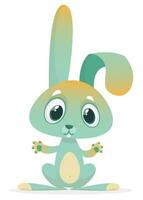 Cute Easter rabbit cartoon. Vector illustration of funny bunny