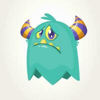 Cute cartoon monster. Upset flying monster emotion. Halloween vector illustration