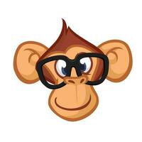 Happy cartoon monkey head. Vector illustration of chimpanzee