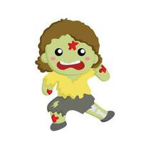 Cute Zombie Kids Halloween Costume Cartoon Illustration Vector Clipart