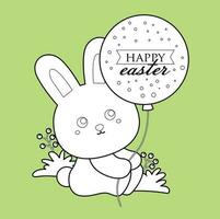 Cute Happy Easter Holiday Decoration Background Digital Stamp Outline vector