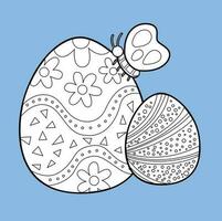 Cute Decoration Egg Happy Easter Holiday Background Digital Stamp Outline vector