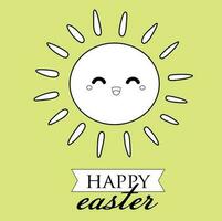 Cute Happy Easter Holiday Decoration Background Digital Stamp Outline vector