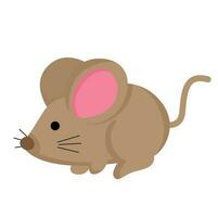 Little Mouse and Autumn Leaves Cartoon Illustration Vector Clipart Sticker